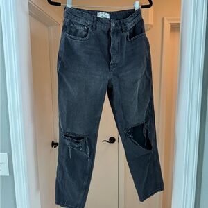 Free People Black Distressed Boyfriend Jeans